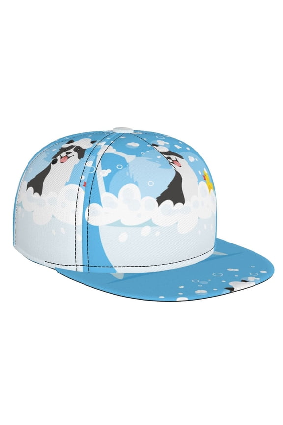 Collie in Bathtub for Baseball Cap Men Cap Flat Brim for Men Women Teens Adjustable Baseball Cap