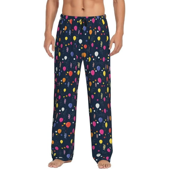Hirioo Colored Balloons for Men's PJ Pajama Pants Sleep Pants Men's Home Trousers with Pockets,S-3XL-X-Large