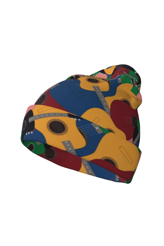 Colored Guitars for Men's Knit Cuffed Beanie for Outdoor Activities Unisex