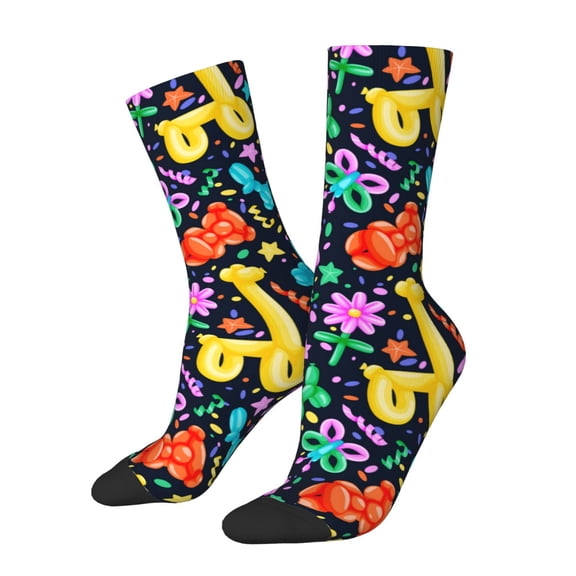 Hirioo Colorful Air Balloons1 Pattern Adult Middle Tube Socks Breathable Sock Non-Pilling,Contrasting Color Design