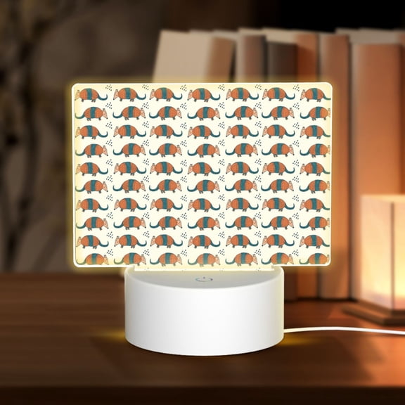 Hirioo Colorful Armadillos for Rectangular Acrylic with Night Light Best Gifts for Lover Girl Mom, Valentine's Day Anniversary Birthday Wedding Present