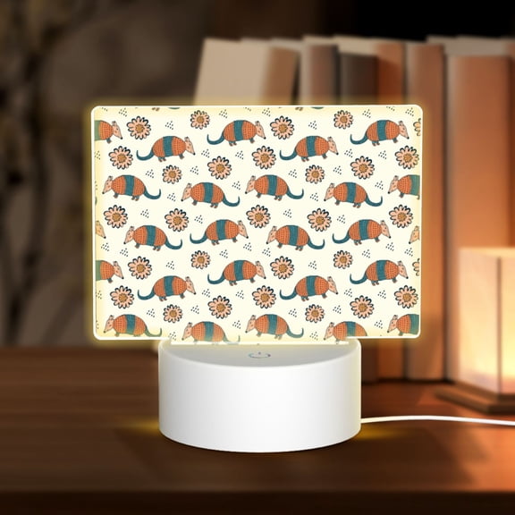 Hirioo Colorful Armadillos1 for Rectangular Acrylic with Night Light Best Gifts for Lover Girl Mom, Valentine's Day Anniversary Birthday Wedding Present