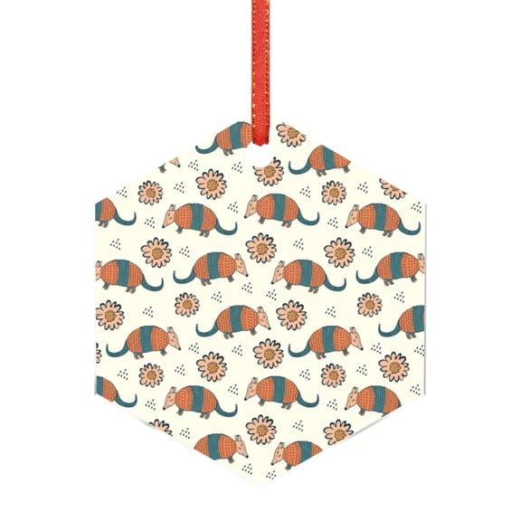 Hirioo Colorful Armadillos1 for Acrylic Christmas Pendant Hanging Christmas Tree Ornaments, Car, Home, Office Gift Decor-Hexagon