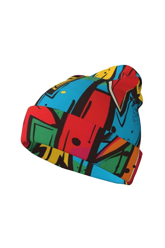 Colorful Arrow Graffiti Pattern for Men's Knit Cuffed Beanie for Outdoor Activities Unisex