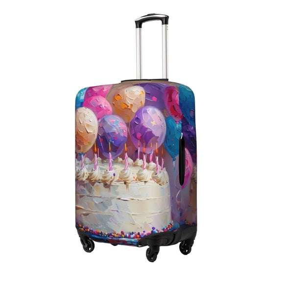 Hirioo Colorful Balloon Cake Celebration for Elasticity Suitcase Cover (No luggage Included) Durable Luggage Protector Fits 18-32 Inch Luggage-Medium