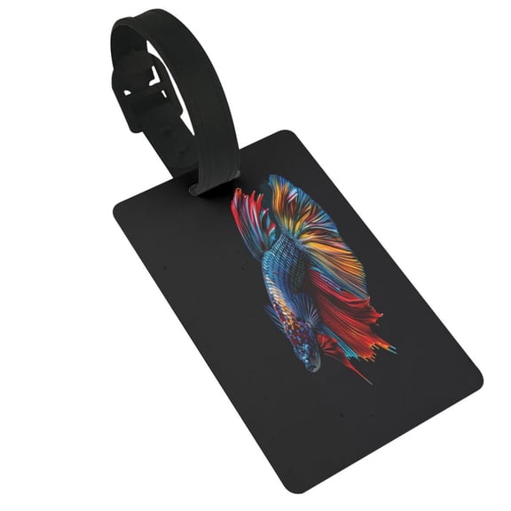 Hirioo Colorful Betta Fish for Luggage ID Tag with Adjustable Strap Travel Baggage Bag Tags Suitcase Identify Labels for Women Men