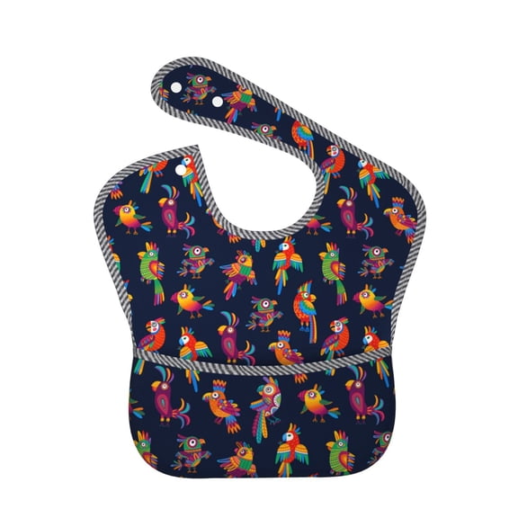 Hirioo Colorful Birds for Baby Waterproof Pocket Bib Adjustable Closed for Babies Toddlers with Large Pocket 6-24Months