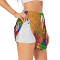 thumbnail image 1 of Hirioo Colorful Building Blocks A for Women's Double Layer Athletic Shorts High-Performance Gym Shorts with Inner Pocket, Elastic Waistband-Small, 1 of 7