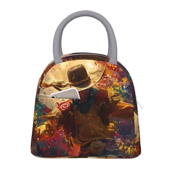 Hirioo Colorful Bull Western Man for Eco-friendly Lunch Box,Leakproof Lunch Box for School, Work, Travel, and Picnics,Perfect for Meal Prep