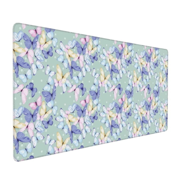 Hirioo Colorful Butterfly for Mouse Pad ,Anti-Slip Base, Durable Stitched Edges, Perfect for Gaming, Office, and Home Use,16x35.5in
