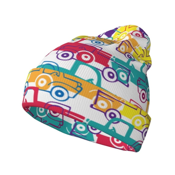 Hirioo Colorful Car for Men's Knit Cuffed Beanie for Outdoor Activities Unisex