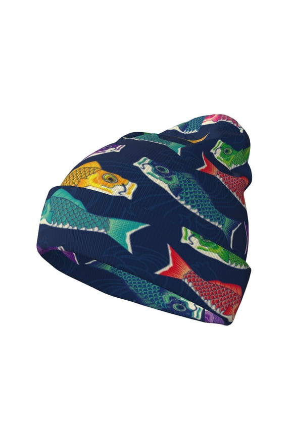 Colorful Carp Streamer 1 for Men's Knit Cuffed Beanie for Outdoor Activities Unisex