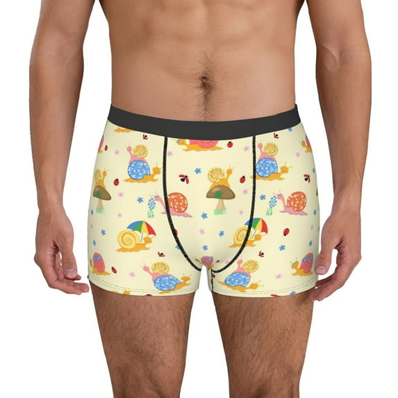 Hirioo Colorful Cartoon Snail for Men's Boxer Briefs Men Cotton Underwear Boxer Briefs Panties-XX-Large