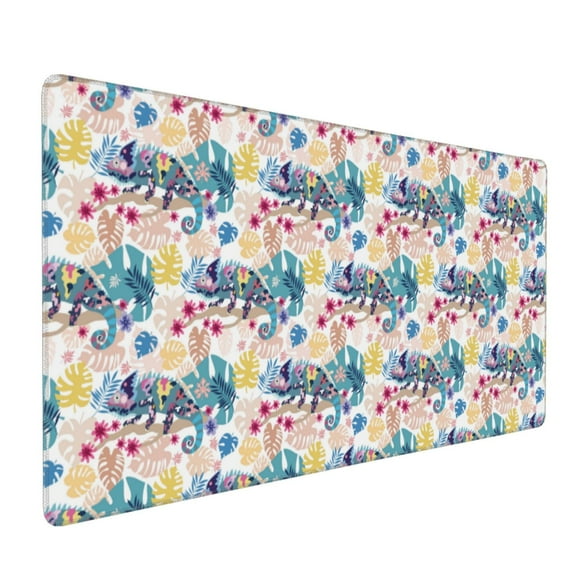 Hirioo Colorful Chameleons for Mouse Pad ,Anti-Slip Base, Durable Stitched Edges, Perfect for Gaming, Office, and Home Use,16x35.5in