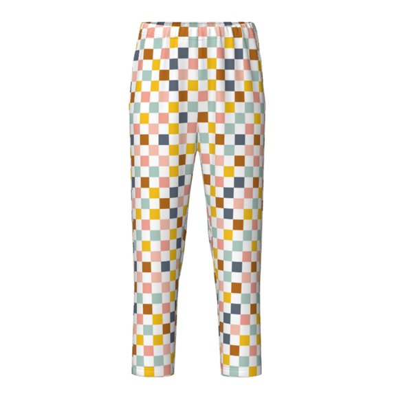 Hirioo Colorful Checkered 1 for Teenagers' Pajama Pants Womens Lounge Pants with Pockets Pj Bottoms Pants for Men-Medium