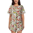 thumbnail image 1 of Hirioo Colorful Chili for Women's 2 Piece Short-Sleeved Pajama PJ Sets for Women Shorts with Pockets Womens Lounge Set-4X-Large, 1 of 6