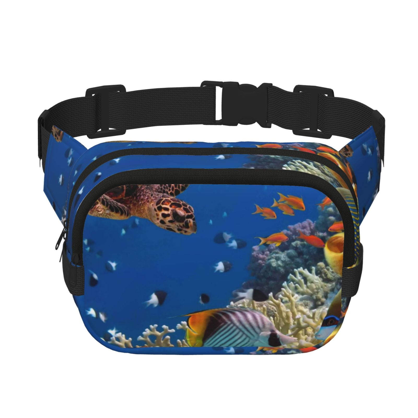 Hirioo Colorful Coral Reef for Double Layer Waist Bag Adjustable Fanny Pack For Travel Running Hiking