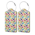 thumbnail image 1 of Hirioo Colorful Dinosaurs Print Leather Luggage Tag with Stainless Steel Loop ,Privacy Flap and Address Card for Travel Bag Suitcase-2 PCS, 1 of 5