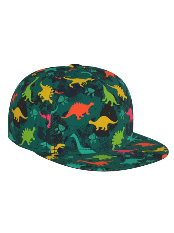 Colorful Dinosaurs for Baseball Cap Men Cap Flat Brim for Men Women Teens Adjustable Baseball Cap