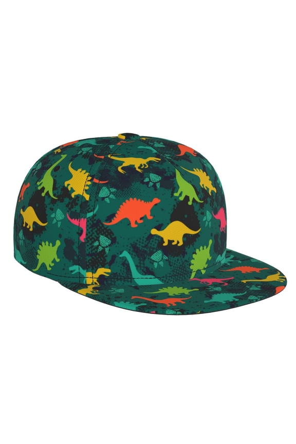 Colorful Dinosaurs for Baseball Cap Men Cap Flat Brim for Men Women Teens Adjustable Baseball Cap