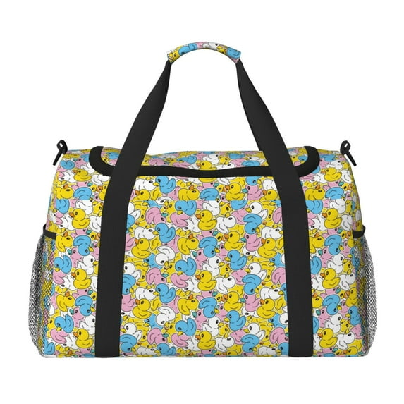 Hirioo Colorful Duck Hand Travel Bag for Men Women,Durable and Spacious Travel Bag with Multiple Pockets for Work, Travel, Weekend Getaways