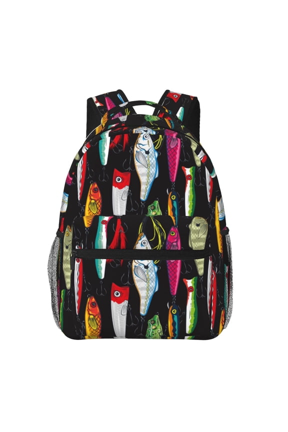 Colorful Fishing Lures Print Laptop Backpack Lightweight Casual Travel Daypack for College Workplace Travel