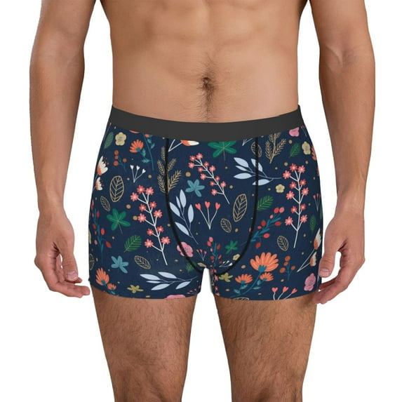 Hirioo Colorful Flowers for Men's Boxer Briefs Men Cotton Underwear Boxer Briefs Panties-Medium