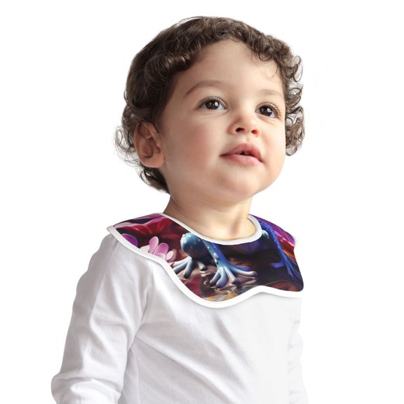 Hirioo Colorful Frog Among Flowers for Baby Cotton Petal Bib Drool Bibs for Baby Boy Unisex