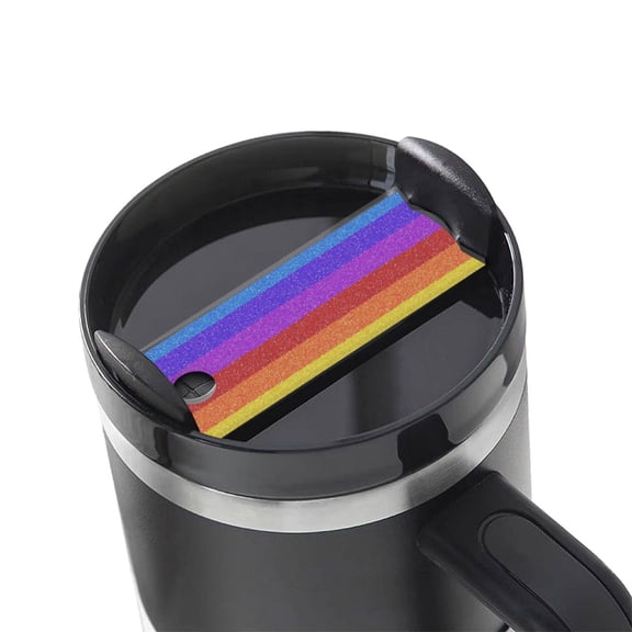 Hirioo Colorful Glitter Rainbow for Stanley Cup Lid Nameplate Personalized Acrylic Nameplate Tumbler Lid Topper(30oz , 40oz)
