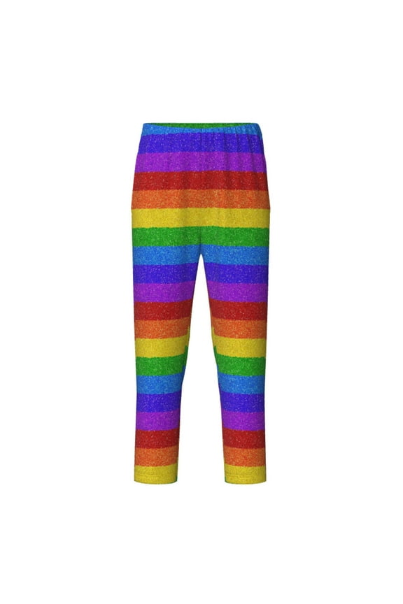 Colorful Glitter Rainbow for Teenagers' Pajama Pants Womens Lounge Pants with Pockets Pj Bottoms Pants for Men-Medium