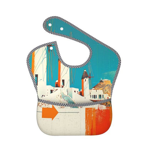 Hirioo Colorful Greek Windmills for Baby Waterproof Pocket Bib Adjustable Closed for Babies Toddlers with Large Pocket 6-24Months