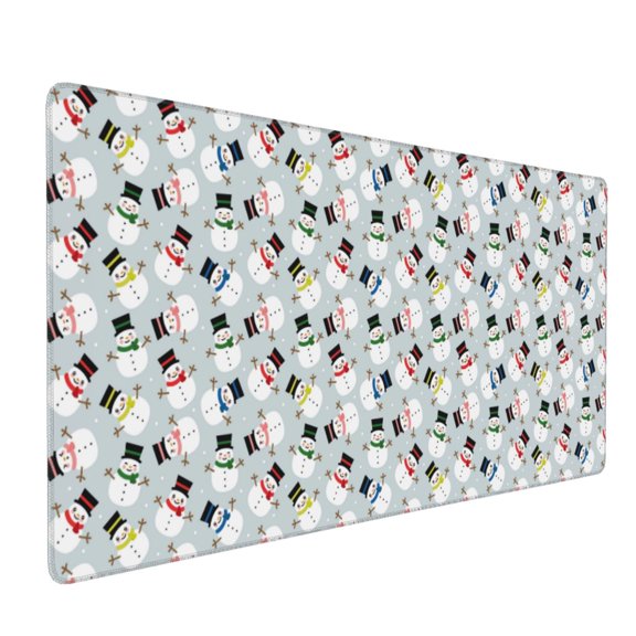 Hirioo Colorful Hat Snowman for Mouse Pad ,Anti-Slip Base, Durable Stitched Edges, Perfect for Gaming, Office, and Home Use,16x35.5in