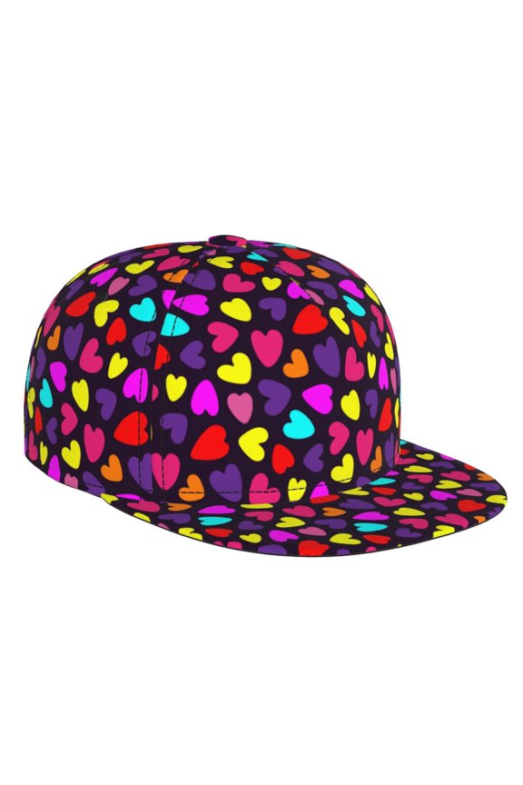 Colorful Hearts for Baseball Cap Men Cap Flat Brim for Men Women Teens Adjustable Baseball Cap