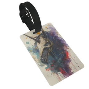 Hirioo Colorful Ink Cute Horse for Luggage ID Tag with Adjustable Strap Travel Baggage Bag Tags Suitcase Identify Labels for Women Men