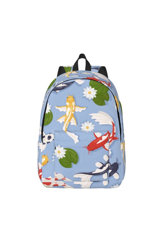 Colorful Koi Fish Canvas Backpack, Durable Travel Backpack with Multiple Compartments,Large Capacity, Backpack for School, Hiking, Work