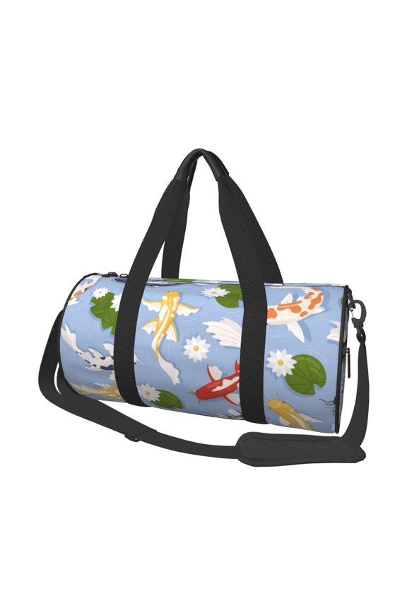 Colorful Koi Fish for Round Large Capacity Travel Luggage Bag Weekend Getaway Bag for Gym Beach Swim Bag Men Women