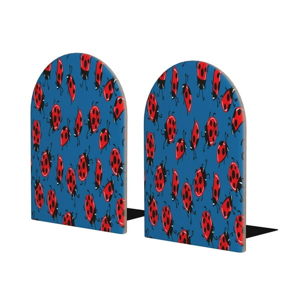 Hirioo Colorful Ladybird for Bookends Decorative Bookends for Shelves for Home or Office, Non-Slip Base