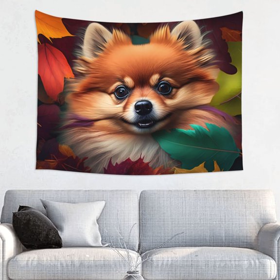 Hirioo Colorful Leaf Chihuahua Print Tapestry Lightweight Fabric for Bedroom Aesthetic Home Wall Dorm Dcor Living Room Decor 29x37 Inch