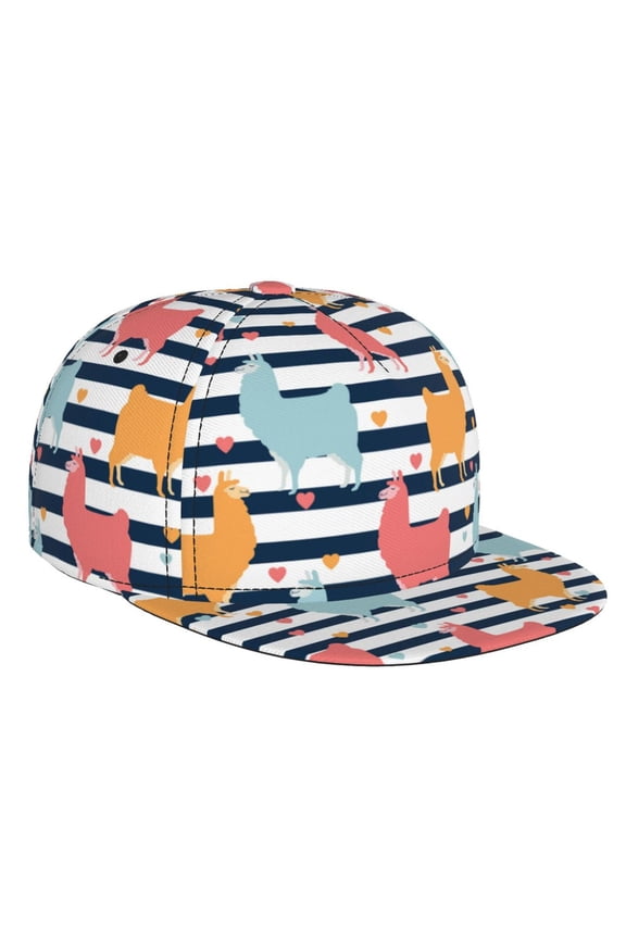 Colorful Llama for Baseball Cap Men Cap Flat Brim for Men Women Teens Adjustable Baseball Cap