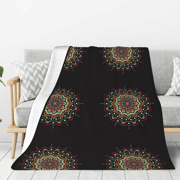 Hirioo Colorful Mandala for Flannel Blanket, Cozy and Warm Throw for Bed or Couch ,Perfect for All Seasons-40"x30"