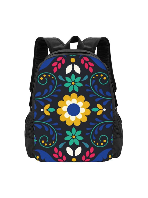 Colorful Mexican Flower for Minimalist Backpack Large Capacity Backpack Travel Backpack For School