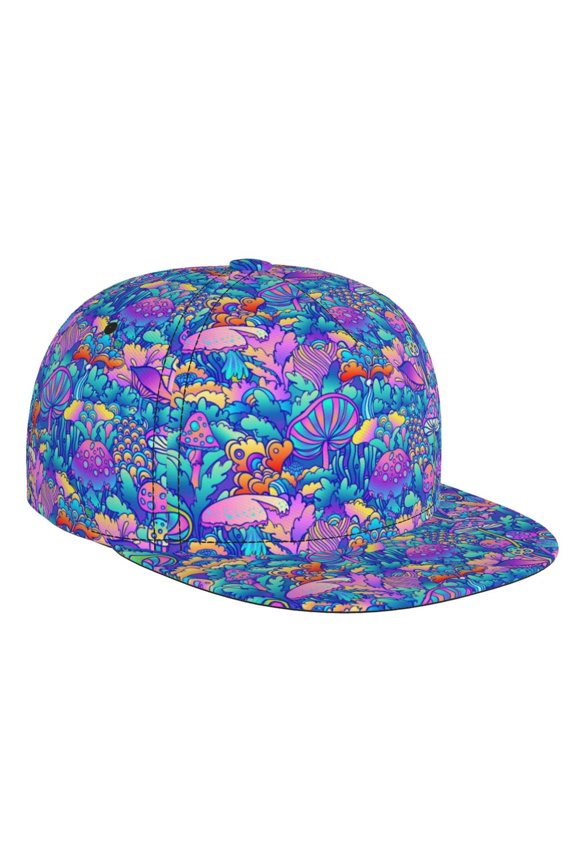 Colorful Mushrooms for Baseball Cap Men Cap Flat Brim for Men Women Teens Adjustable Baseball Cap