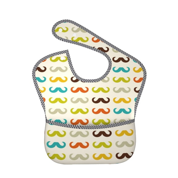 Hirioo Colorful Mustache for Baby Waterproof Pocket Bib Adjustable Closed for Babies Toddlers with Large Pocket 6-24Months