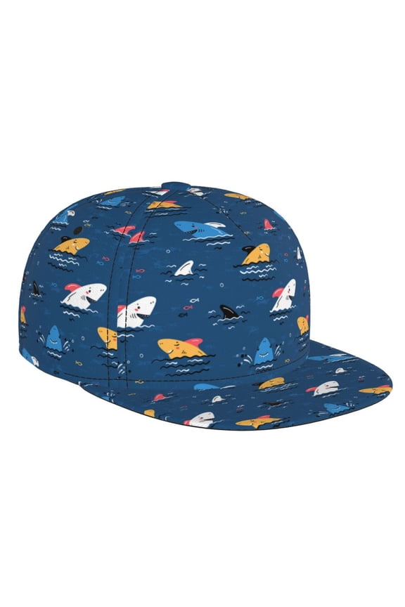 Colorful Ocean Shark for Baseball Cap Men Cap Flat Brim for Men Women Teens Adjustable Baseball Cap