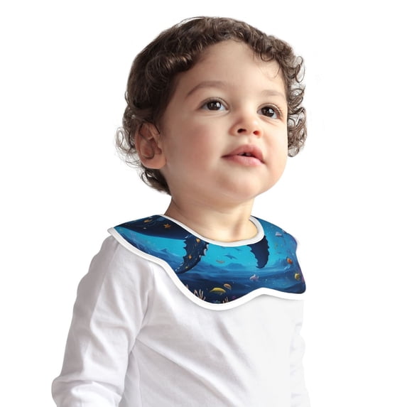Hirioo Colorful Ocean Whale for Baby Cotton Petal Bib Drool Bibs for Baby Boy Unisex