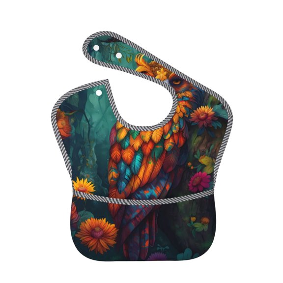 Hirioo Colorful Owl Forest for Baby Waterproof Pocket Bib Adjustable Closed for Babies Toddlers with Large Pocket 6-24Months