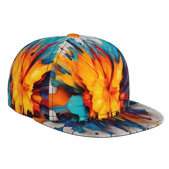Hirioo Colorful Paint Print for Baseball Cap Men Cap Flat Brim for Men Women Teens Adjustable Baseball Cap