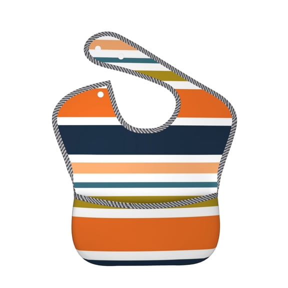 Hirioo Colorful Pastel Stripes for Baby Waterproof Pocket Bib Adjustable Closed for Babies Toddlers with Large Pocket 6-24Months