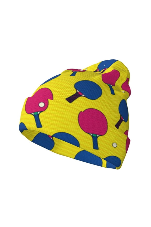 Colorful Ping Pong for Men's Knit Cuffed Beanie for Outdoor Activities Unisex