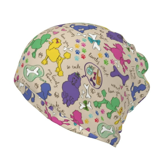 Hirioo Colorful Poodle Dog for Multifunction Beanie Hat for Men and Women Unisex for Winter Sports, Outdoor Activities, and Daily Wear